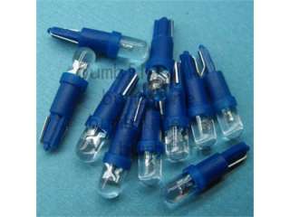 10 x 1 LED 74 T5 Mini Wedge Bulbs Blue 12 volt DC  