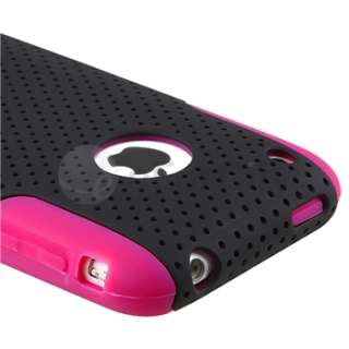 Hybrid Purple Rubber Soft Skin/Black Meshed Hard Case Cover For iPhone 