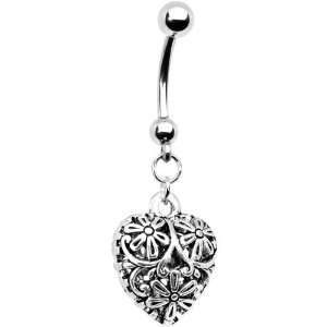 Vintage Style Hollowed Flower Heart Belly Ring Jewelry