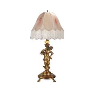  Dale Tiffany PT60084 Lady/Pink Table Lamp, Copper Brass 
