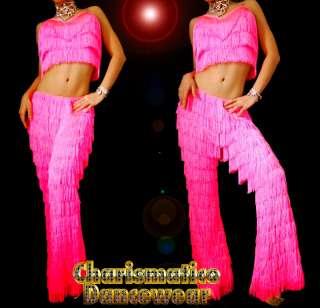 PINK SALSA Latin SAMBA Fringe YULIA dance pants & Top  