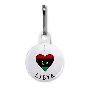  I HEART LIBYA World Flag 1 inch White Zipper Pull Charm 