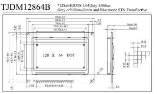 128X64 Graphic Matrix LCD Module / LCM YG Backlight NEW  