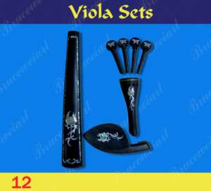 Viola Fingerboard Tailpiece Chinrest Pegs w/Inlay (12)  