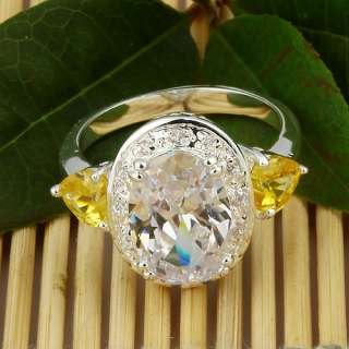 Pretty White Topaz Citrine Jewelry Gems Silver Ring Size #11 S09 Hot 