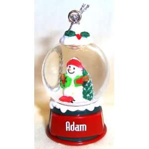  Adam Christmas Snowman Snow Globe Name Ornament 