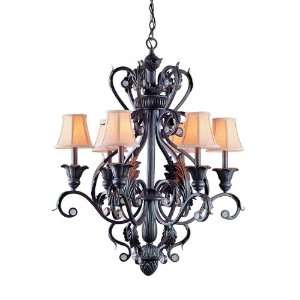   Collection 6 Light 33 Dark Rust Chandelier with Ivory Shades 6806 DR