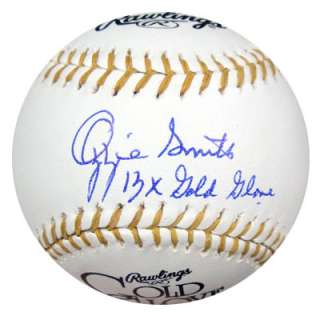   SMITH AUTOGRAPHED SIGNED MLB GOLD GLOVE BASEBALL 13X GG PSA/DNA  