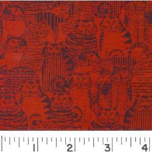  45 Wide CAT SHOW   RED Fabric By The Yard Arts, Crafts 