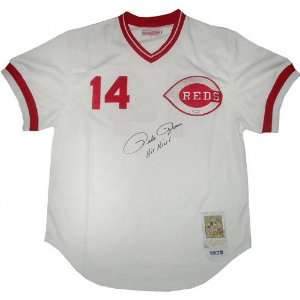 Pete Rose Cincinnati Reds Autographed Authentic Home Jersey w/ Hit 