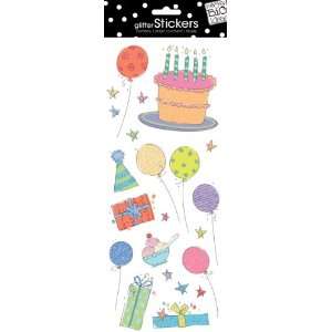  Stickers 5.5X12 Sheet Modern Birthday W/Glitter