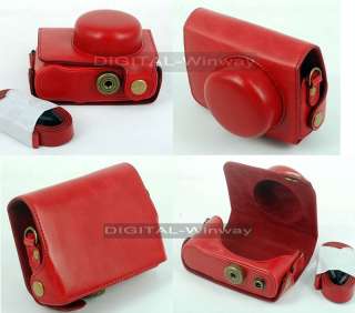 Leather Camera Case bag for Panasonic Lumix GF3 red  