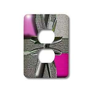   Chrome Texturized Shapes   Light Switch Covers   2 plug outlet cover