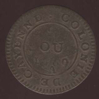 COLONIE DE CAYENNE RARE BEAUTY FRANCE 1789 COIN   