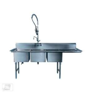  Win Holt WS3T1824RD18 78 1/2 Three Compartment Sink w/One 