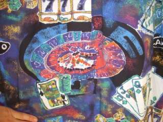   Poker Dice Craps Roulette Table Gambling Hawaiian Aloha Shirt M  