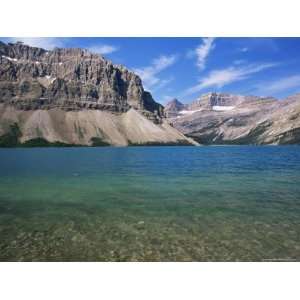 View Across Turquoise Waters of Bow Lake in Summer, Alberta, Canada 