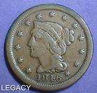 1846 CORONET HEAD LARGE CENT EARLY DATE NICE COIN (ES
