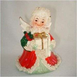Napco Christmas Angel Shopper Girl Planter Figurine  