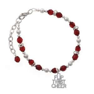 Flip, Twist, Cheer Maroon Czech Glass Beaded Charm Bracelet [Jewelry]