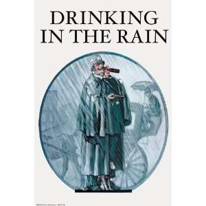 Drinking in the Rain 28x42 Giclee on Canvas 