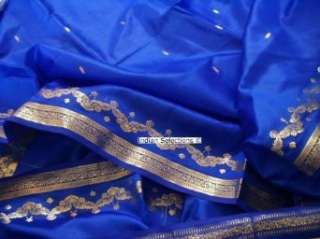    Blue Sari / Bellydance Dress Fabric wrap India Saree Clothing