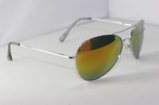 Metal Mirror Aviator green fire mirror lens sunglasses  
