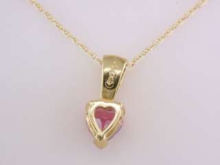 Brand New 1/2ct Pink Tourmaline Heart & Diamond Yellow Gold Pendant 