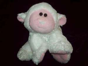 White COMMONWEALTH Furry SHEEP Lamb Pink Plush Baby TOY  