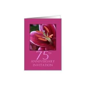  75th Wedding Anniversary Invitation Card   Pink Lily Card 