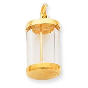  Fill able Capsule Charm in 14k Yellow Gold Jewelry