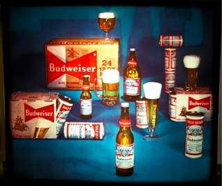 RARE Vintage 1961 Budweiser 3 Panel Rotating Motion Light 4 Beer Sign 