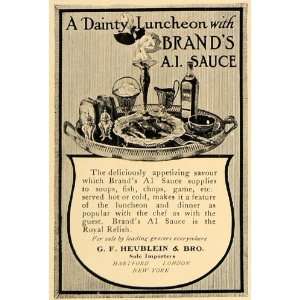 1907 Ad Brands A1 Sauce G F Heublein Silver Platter   Original Print 