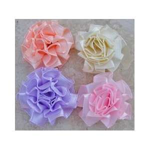  40pc Assorted Cabbage Satin Fabric Flowers Appliques A44 