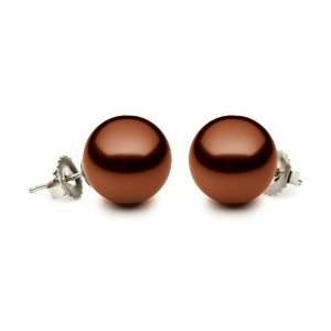   Chocolate Tahitian South Sea Cultured Pearl Stud Earrings AAA Quality