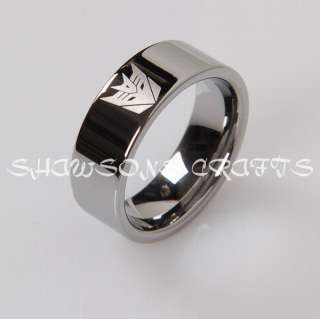 8MM TUNGSTEN RING TRANSFORMERS SYMBOL DECEPTICONS BAND  