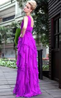 purple stylish woman cute sexy one shoulder long gentlewomanly evening 