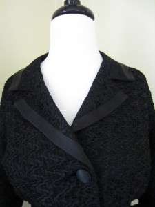 Vintage 40s 50s Black Ribbon Dress Skirt Suit XL XXL Jacket Mad Men 