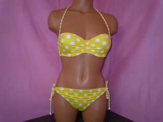 New 2012 Victorias Secret Yellow Dot MADI Push up Bikini Set 36C/M 