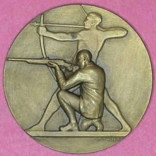 ARCHERY SHOOTING Rare french bronze medal by CONTAUX  
