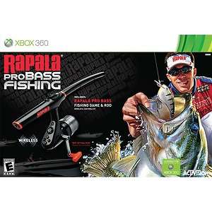 Rapala Pro Bass Fishing Bundle Xbox 360 Wireless Fishing Rod & Game 