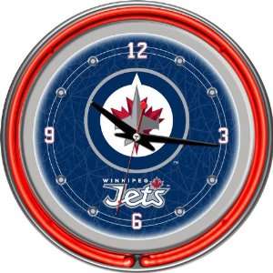 NHL Winnipeg Jets Neon Clock   14 inch Diameter   Game Room Products 
