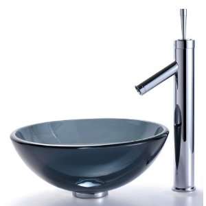   Bathroom Sink   Clear Black Glass /Oil Rubbed Bron
