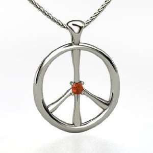    Brilliant Peace Pendant, Platinum Necklace with Fire Opal Jewelry