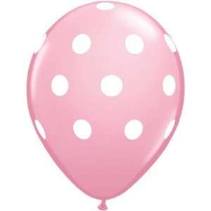    12 Light Pink Dot Polka Dot Balloons   Made in USA 