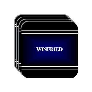 Personal Name Gift   WINFRIED Set of 4 Mini Mousepad Coasters (black 