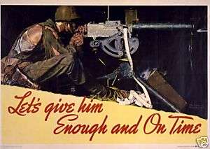 WWII Artillery Machine Gun Army Poster Norman Rockwell  