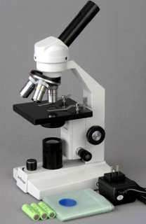 CORDLESS LED STUDENT COMPOUND MICROSCOPE 40X 800X  