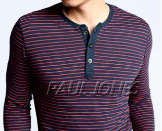New KJ Men’s Causal Long Sleeve T Shirt *2Colors Stripe style 