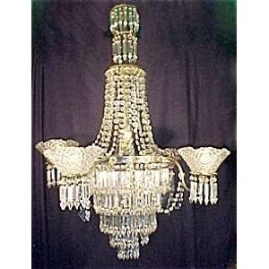  Monumental Gas & Electric Crystal Chandelier